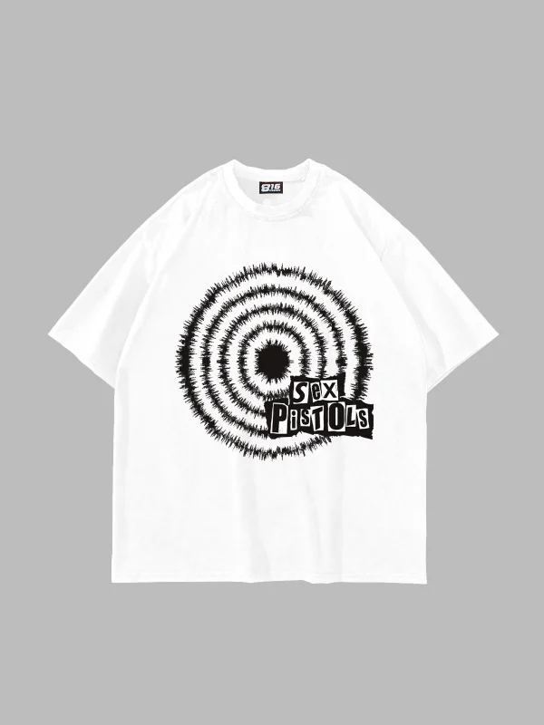 S*x Pistols Baskılı Oversize Unisex Beyaz Tshirt