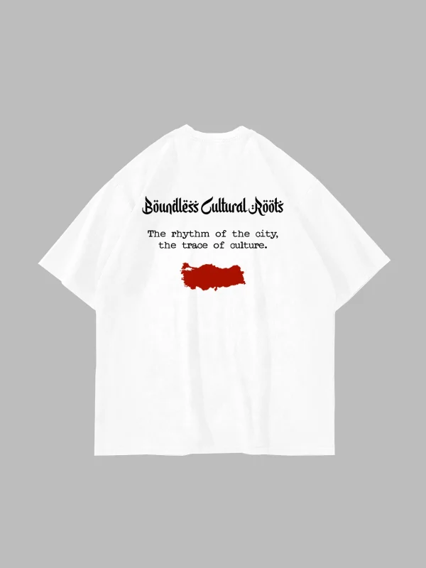 Cultural Roots Baskılı Oversize Unisex Beyaz Tshirt