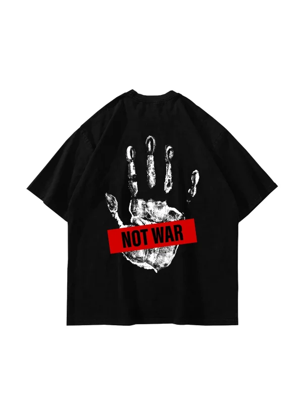 Not War Baskılı Oversize Unisex Siyah Tshirt