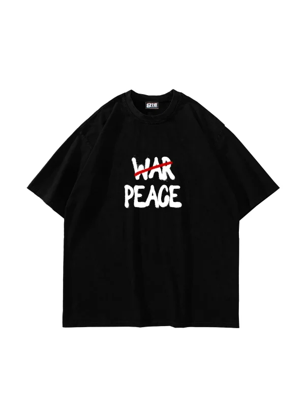 Dont War Baskılı Oversize Unisex Siyah Tshirt