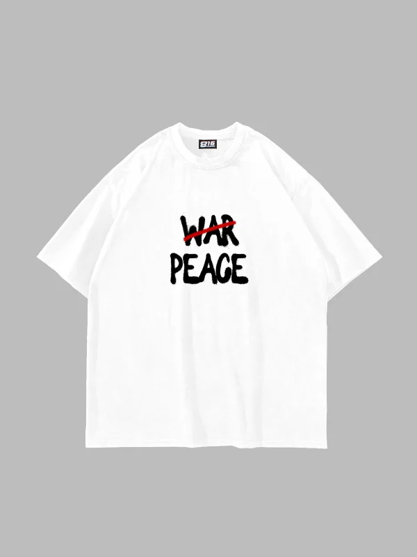Dont War Baskılı Oversize Unisex Beyaz Tshirt