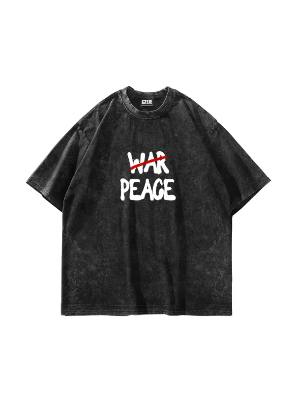 Dont War Baskılı Oversize Unisex Yıkamalı Siyah Tshirt