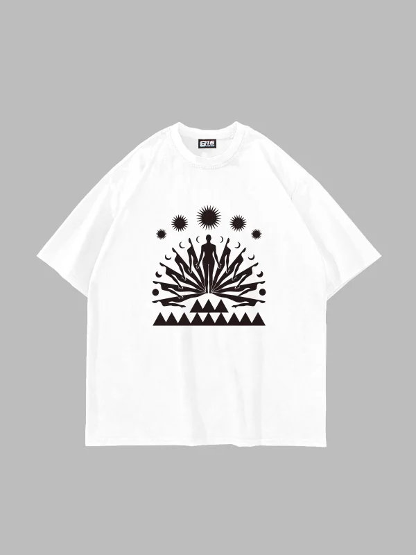 Spirit Baskılı Oversize Unisex Beyaz Tshirt