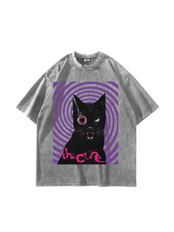 The Cure Baskılı Oversize Unisex Yıkamalı Beyaz Tshirt