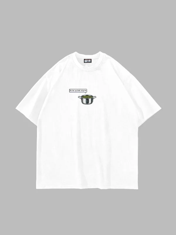 Ayrılık Baskılı Oversize Unisex Beyaz Tshirt