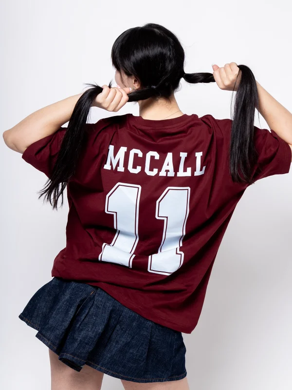 Mccall Baskılı Oversize Unisex Bordo Tshirt
