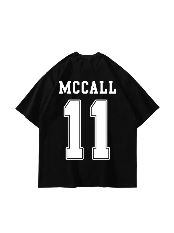 Mccall Baskılı Oversize Unisex Siyah Tshirt