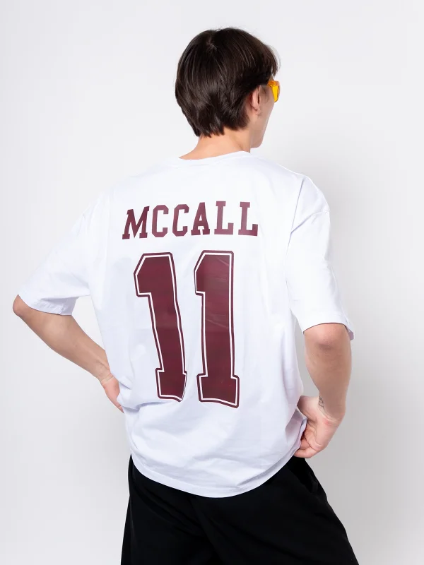 Mccall Baskılı Oversize Unisex Beyaz Tshirt