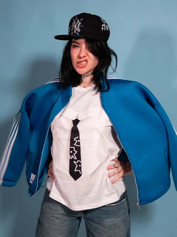 Suit Baskılı Relaxed Fit Beyaz Kadın Tshirt