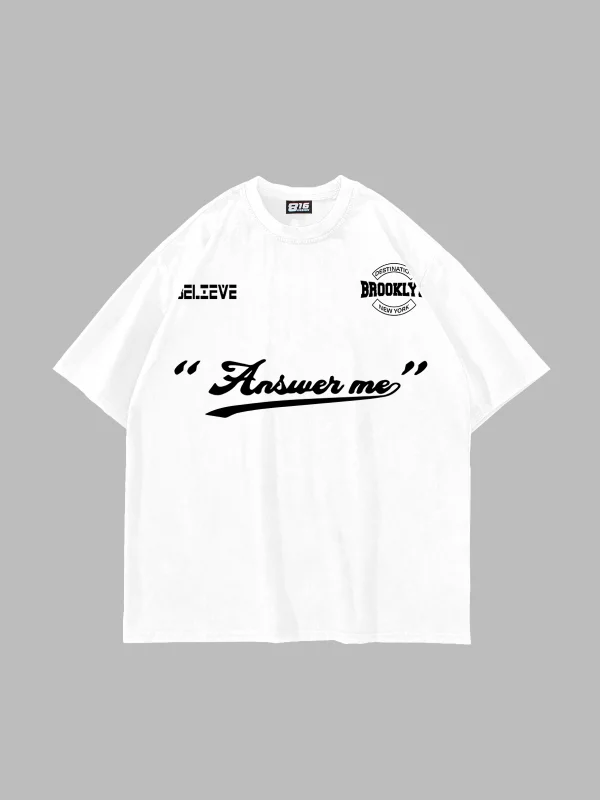 Brooklyn Baskılı Oversize Unisex Beyaz Tshirt