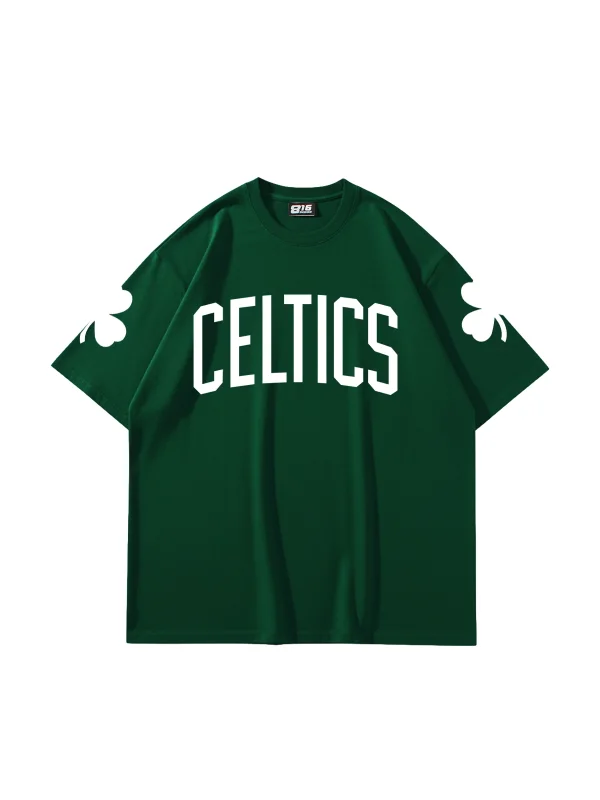 Yonca Baskılı Yeşil Oversize Unisex Tshirt