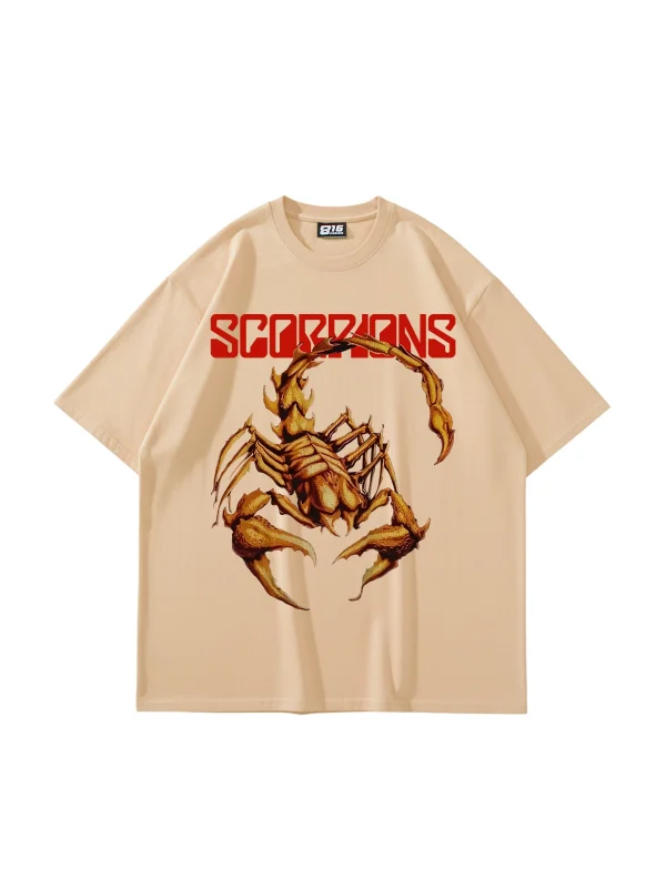 Scorpion Ön Baskılı Bej Premium Oversize Unisex Tshirt