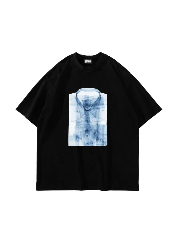 Xray Shirt Baskılı Oversize Unisex Siyah Tshirt