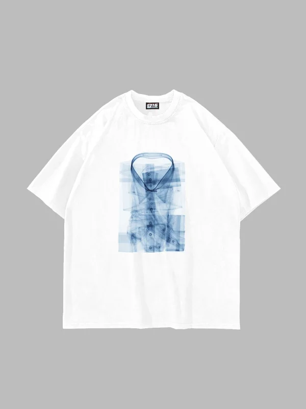 Xray Shirt Baskılı Oversize Unisex Beyaz Tshirt