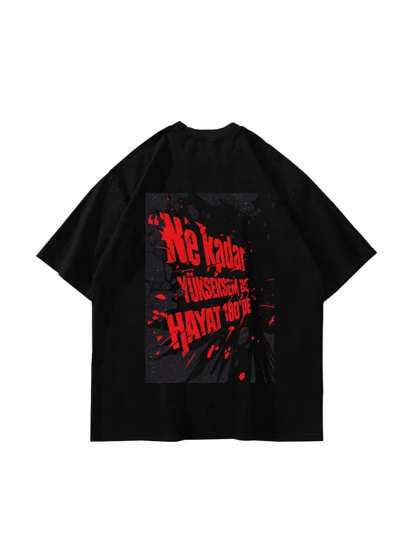 Sansar Salvo Baskılı Oversize Unisex Siyah Tshirt