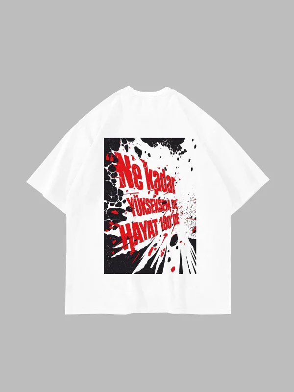 Sansar Salvo Baskılı Oversize Unisex Beyaz Tshirt