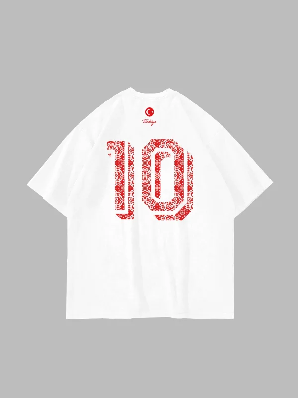Türkiye VV2 Baskılı Oversize Unisex Beyaz Tshirt