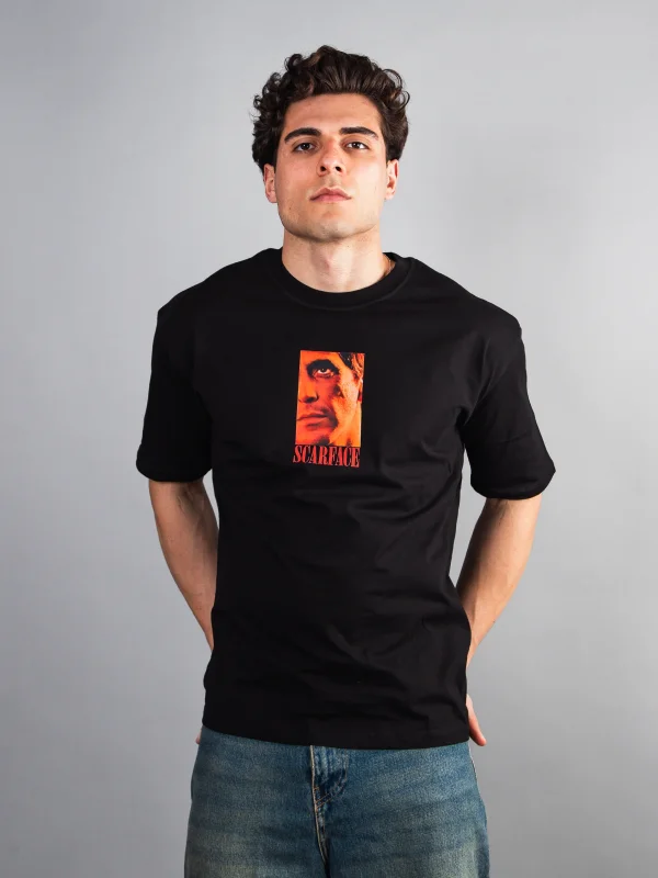 Scarface V2 Baskılı Oversize Unisex Siyah Tshirt