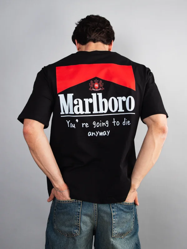 MRL. Baskılı Oversize Unisex Siyah Tshirt