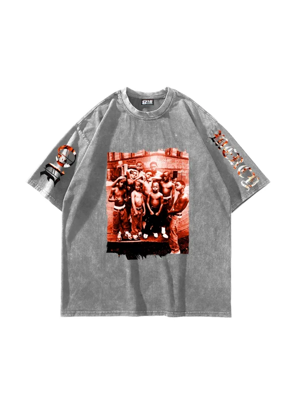 No Mercy Baskılı Oversize Unisex Yıkamalı Beyaz Tshirt