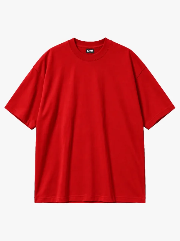 816 Design Kırmızı Basic Premium Oversize Tshirt