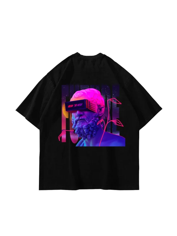 816 Future Baskılı Oversize Unisex Siyah Tshirt