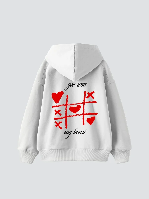 816 Locked Baskılı Oversize Unisex Beyaz Hoodie