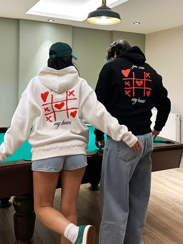 816 Locked Baskılı Oversize Unisex Beyaz Hoodie