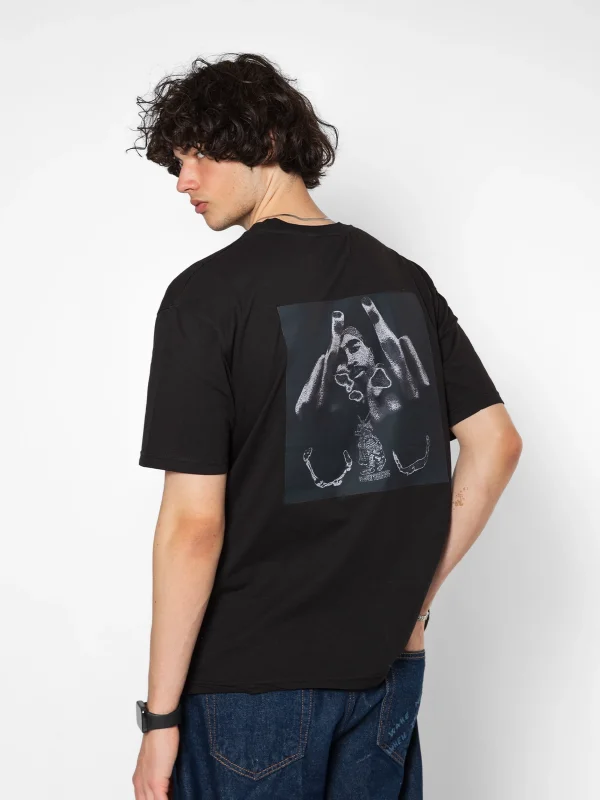 All Eyez On Me Baskılı Oversize Unisex Siyah Tshirt