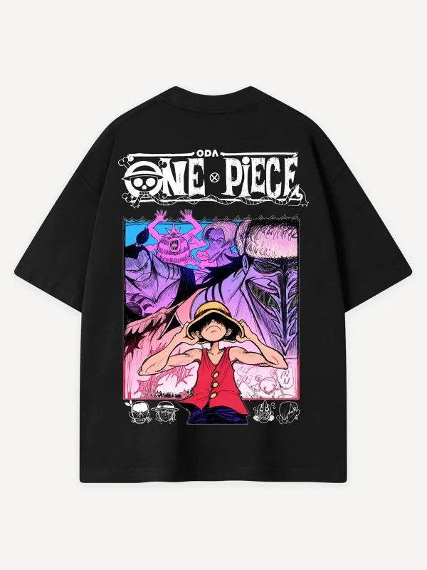 Mugiwara Manga Cover Baskılı Siyah Oversize Unisex Tshirt
