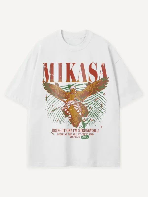 Bring It On Anime Baskılı Beyaz Oversize Tshirt