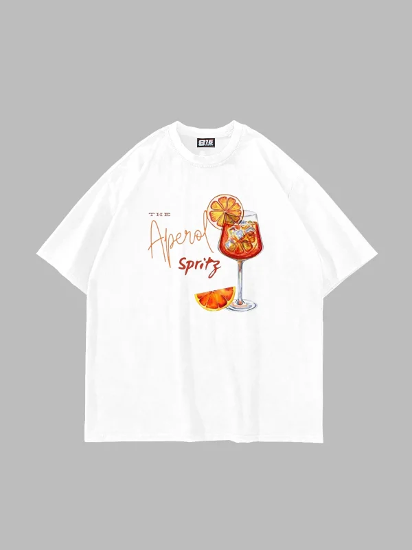 The Aperol Spritz Baskılı Oversize Unisex Beyaz Tshirt