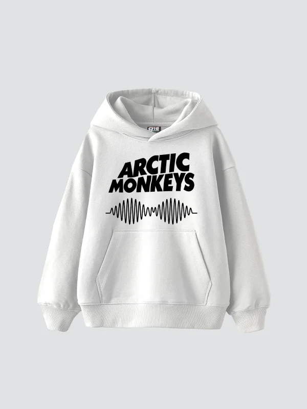 Arctic Monkeys Baskılı Oversize Unisex Beyaz Hoodie