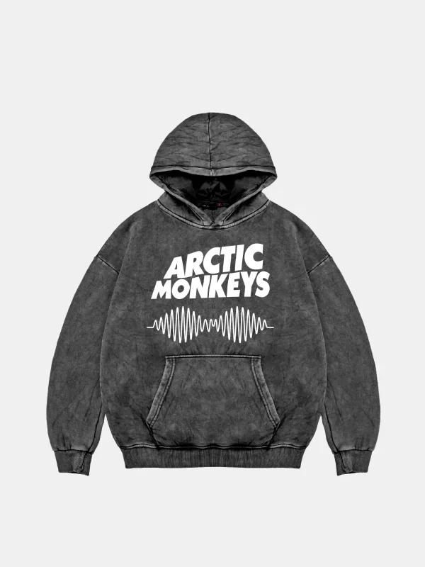 Arctic Monkeys Baskılı Oversize Unisex Yıkamalı Siyah Hoodie