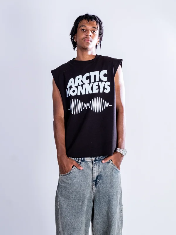 Arctic Monkeys Baskılı Siyah Sıfır Kol Tshirt