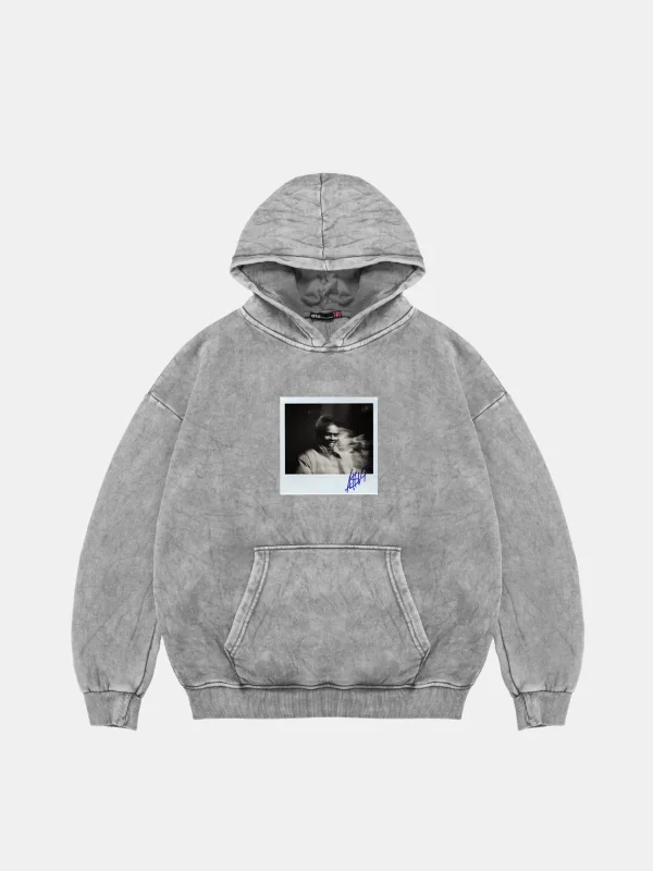 Asap Rocky Baskılı Oversize Unisex Premium Yıkamalı Beyaz Hoodie