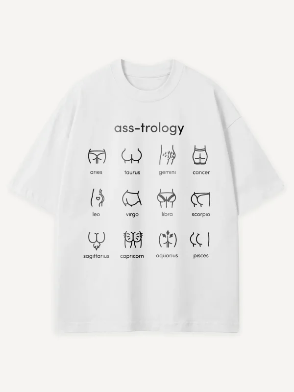 Ass-Trology Baskılı Beyaz Oversize Tshirt