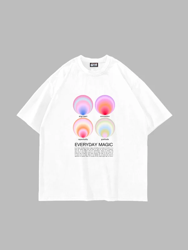 Aura Vibes Baskılı Oversize Unisex Beyaz Tshirt