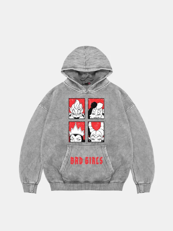 Bad Girls Baskılı Oversize Unisex Yıkamalı Beyaz Hoodie