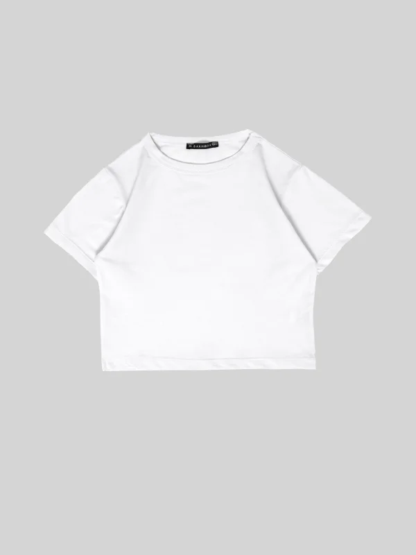 Özel Tasarım Basic Kadın Beyaz Crop Top