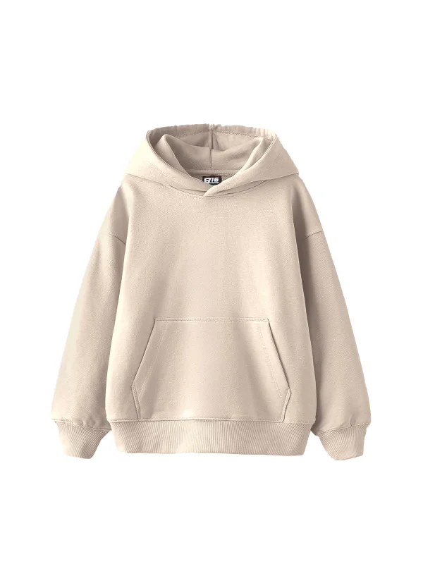 Basic Oversize Unisex Bej Hoodie