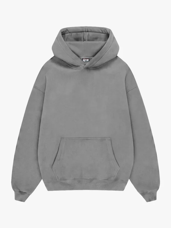 Basic Oversize Unisex Gri Hoodie