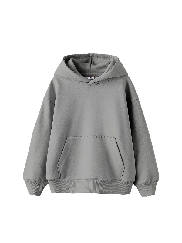 Basic Oversize Unisex Gri Hoodie