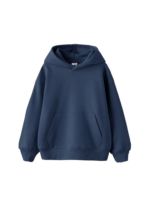 Basic Oversize Unisex İndigo Hoodie