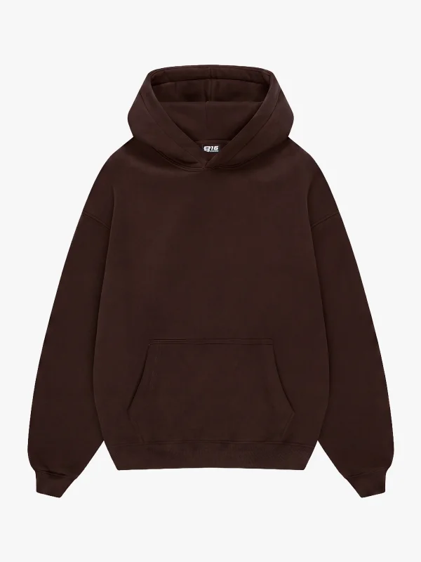 Basic Oversize Unisex Kahverengi Hoodie