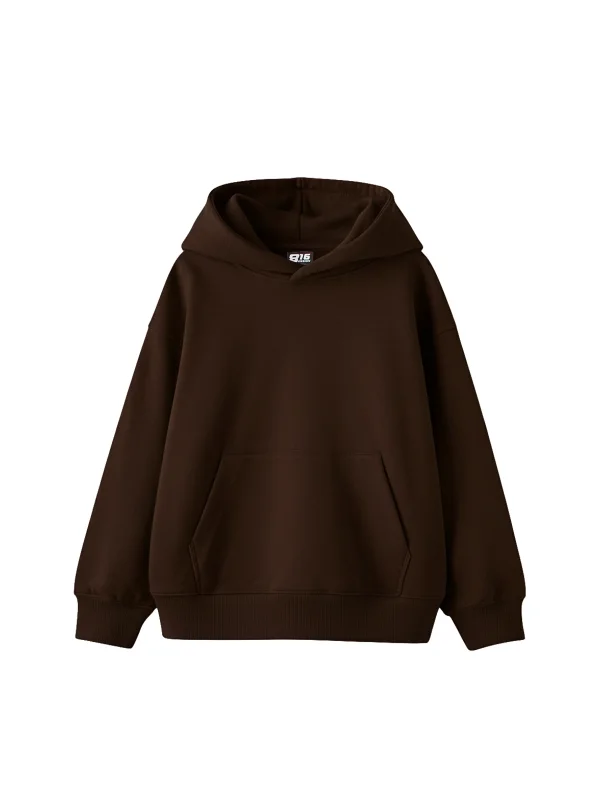 Özel Tasarım Basic Oversize Unisex Kahverengi Hoodie