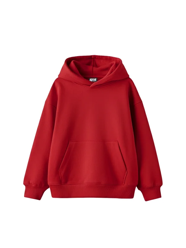 Özel Tasarım Basic Oversize Unisex Kırmızı Hoodie