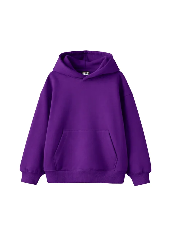 Basic Oversize Unisex Koyu Mor Hoodie