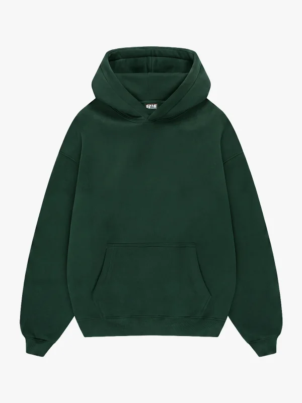Basic Oversize Unisex Koyu Yeşil Hoodie