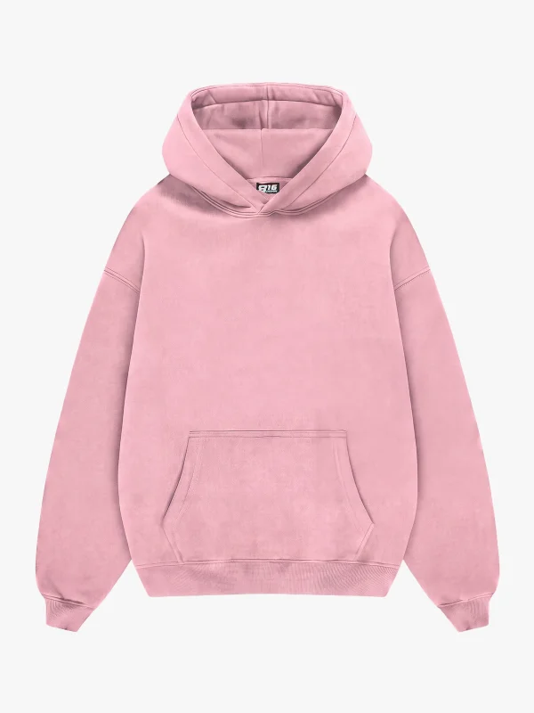 Basic Oversize Unisex Pembe Hoodie